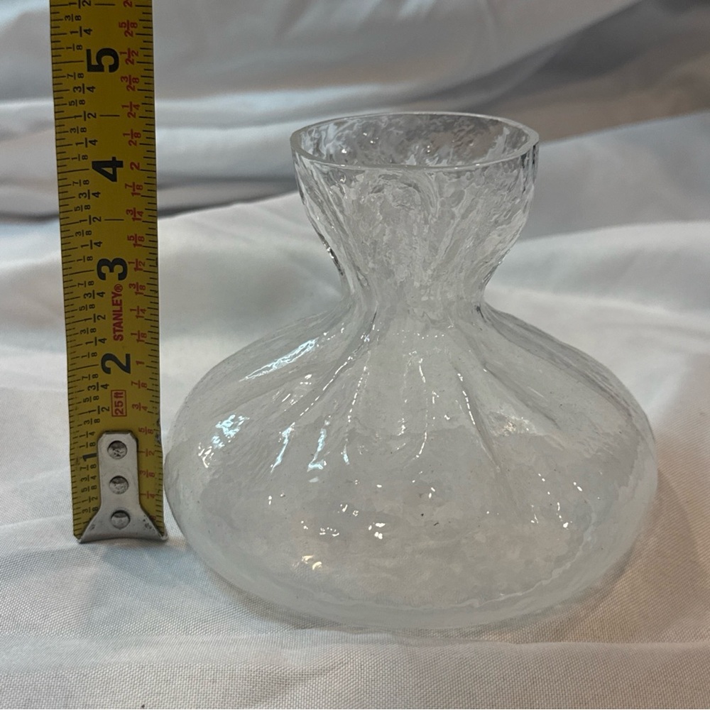 Vintage Swedish Glass Vase SEA Glasbruk by Kosta Rune Strand Sack Textured Vase - Picture 5 of 7
